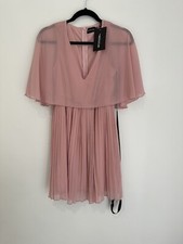 Ladies Size 8 Pretty Little Thing Pink Pleated Dress New With Tags