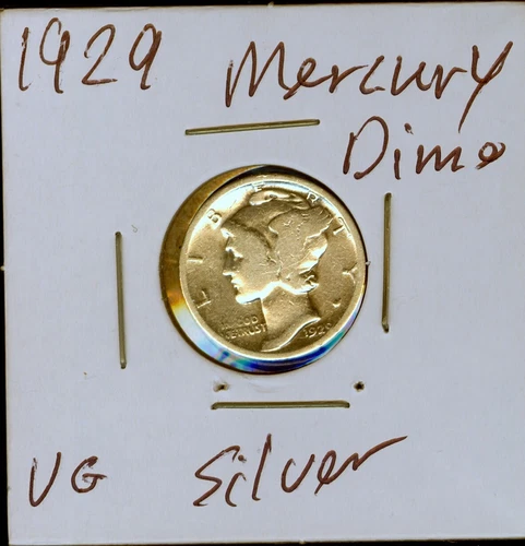 1929  Silver Mercury Dime VG