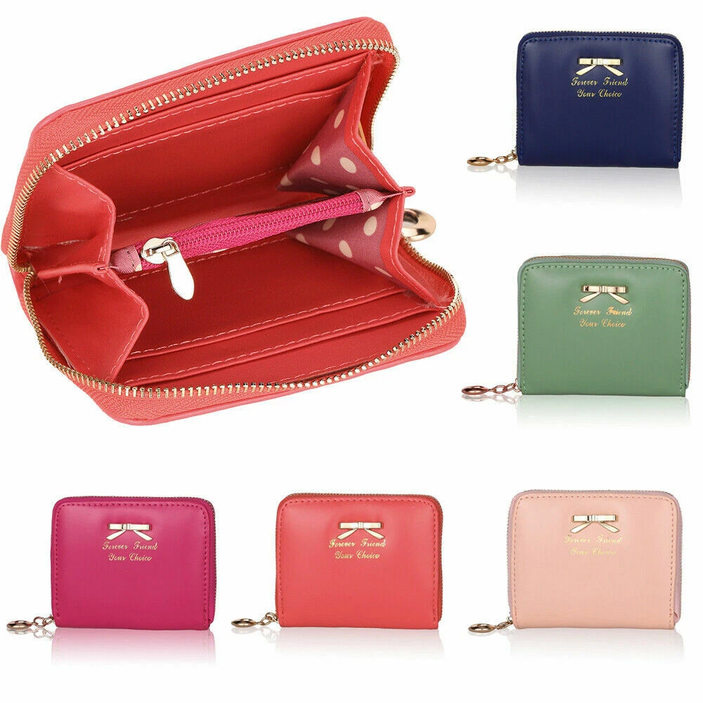 Women s Small Wallet Leather Mini Wallet Card Holder Organizer Zipper Coin Purse