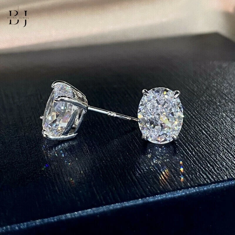 2.70 Carat Oval Cut Moissanite Stud Anniversary  Earrings Solid 14K White Gold - Image 4 of 4
