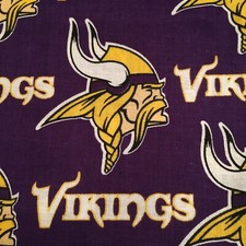 Minnesota Vikings Cotton Fabric 1/2, 1/4 Yard NFL Football Purple 18 x58 New