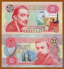 Spain (Catalonia) 2016 Dali & Gaudi 5000 Pessetes - Private Issue - UNC & Crisp