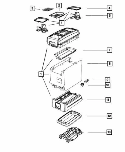 Bandeja de almacenamiento alfombrilla consola Dodge Grand Caravan 2008-2017 original Mopar 68067766AA Foto 4 de 4