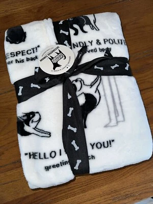 BERKSHIRE BLANKET Berkshire Throw blanket Doggie Drawings boston terrier french bulldog new