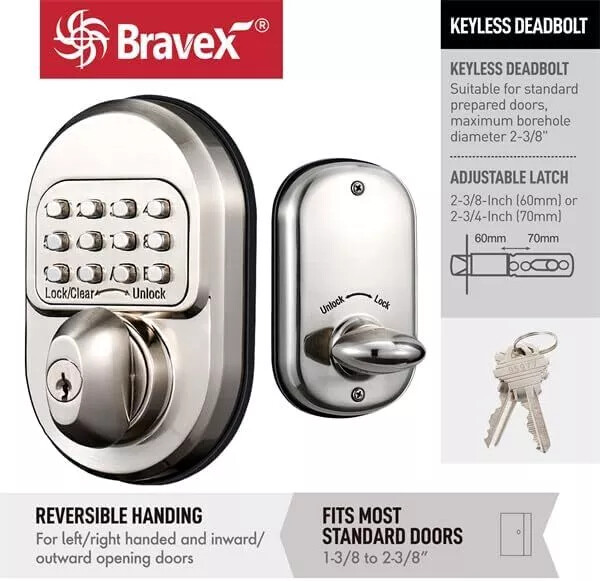 Keyless Entry Door Lock with Digital Keypad and Rekeyable Knob  