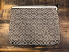 Coach signature iPad/ tablet sleeve Pouch Brown/Tan Gold Trim 8 1/2" x 10"