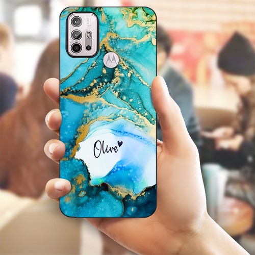 Case Personalised For Motorola E14 G54 G14 G85 G24 Marble Textured Phone Cover - Picture 14 of 96