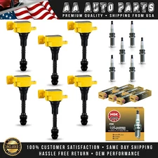 6 Ignition Coil Yellow & NGK Platinum Spark Plug for Nissan Frontier 05-19 4.0L