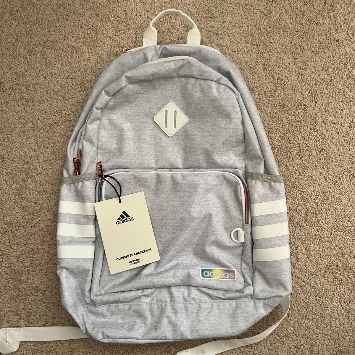 ADIDAS CLASSIC 3S Backpack Student Jersey White/White Rainbow