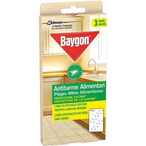 Baygon Antitarme Alimentari Protezione Cucina Trappola Adesiva Inodore 3 pz - Zdjęcie 1 z 2