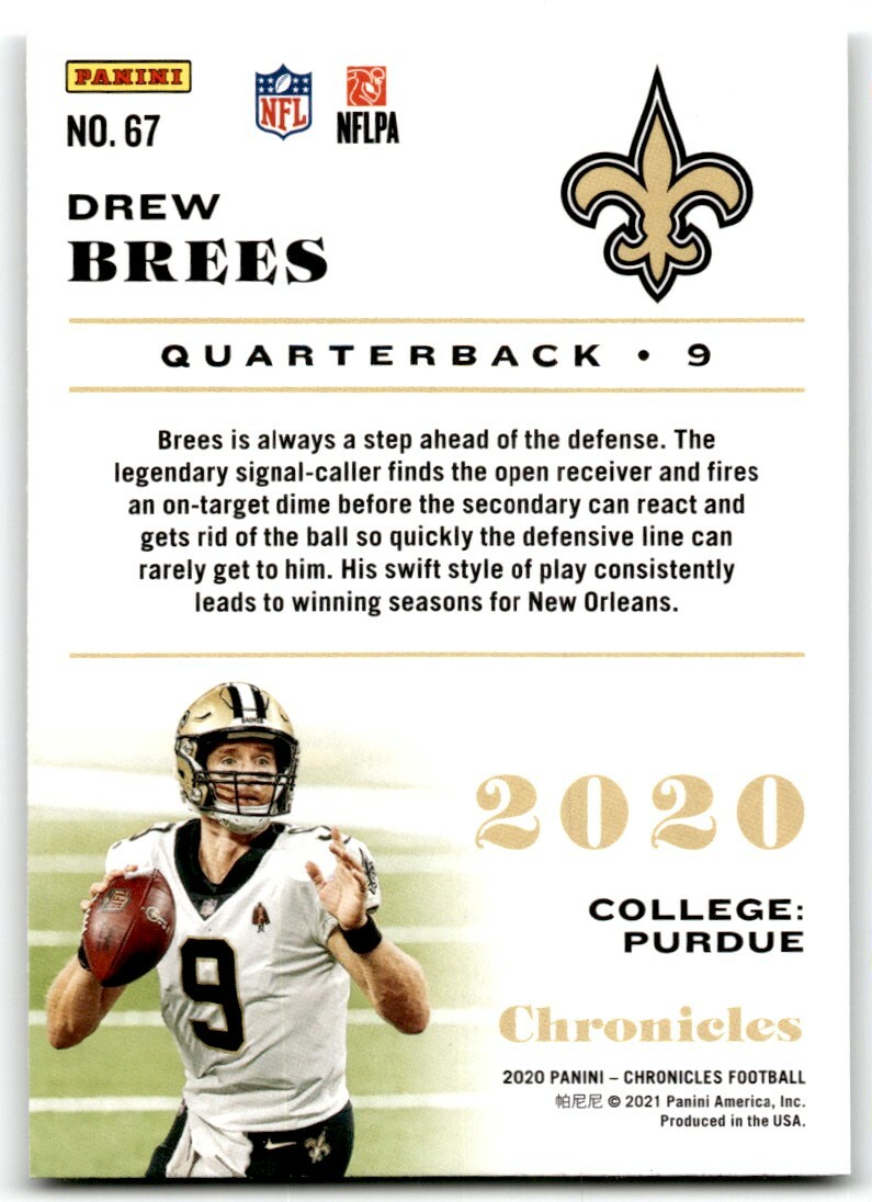 Maillot New Orleans Saints Drew Brees #9 Reebok Football Americain shirt - 50