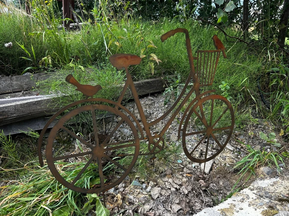 Fahrrad Edelrost Metal Gross Gartendeko Rad Bike Gartenstecker Breite 80 cm Rost - Bild 3 von 4