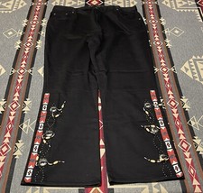 Ralph Lauren Aztec Beaded Black Denim Jeans Womens 18W M9