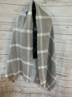 Anko Women s Scarf Wrap Shawl Plaid Gray One Size 74 x25 