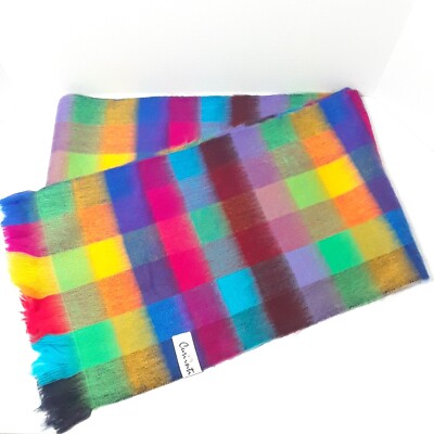 Alpaca Blend Rainbow Check Scarf 72