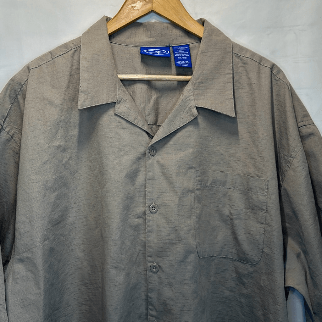 Vintage OP Ocean Pacific Men's Sz XXL Button Up Shirt Tan Short