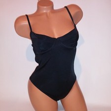 Victoria Secret One Piece Swim Small Solid Black Cutout Back Underwire New