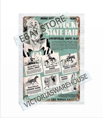 1941 Kentucky State Fair thrill show rodeo horse harness race metal tin sign