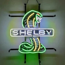 Mustang Shelby Cobra Auto Car HD ViVid Neon Sign 20"x16" Light Visual Real Glass