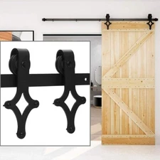 5-12FT Sliding Barn Door Hardware Track Kit for Single Wood Door Diamond Shape
