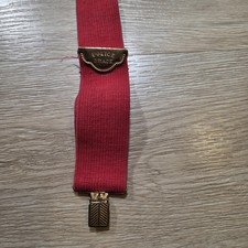 True Vintage 1950s  Police Brace  Red Antique Hunting Suspenders with Brass