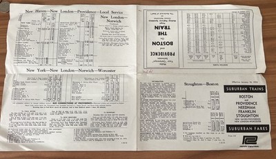 Boston & Providence - Suburban Trains & Fares Schedule - 1970