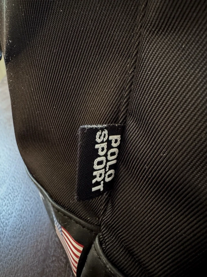 复古 Polo Sport Ralph Lauren 美国国旗黑色尼龙托特包钱包 1990 年代 Y2K — 第 4/4 张图片