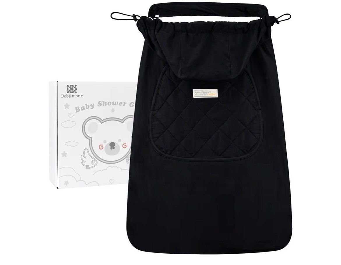 NWT! Bebamour Black Baby Carrier Cover for Winter, Warm Universal Hoodie Blanket
