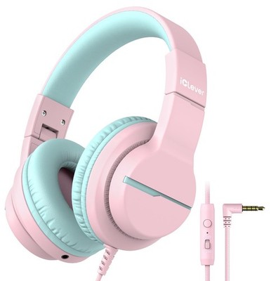 iClever HS19 Kinderkopfhörer mit Mikrofon für die Schule, Safe Volume Limited