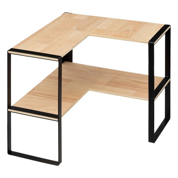Eckregal Regal Standregal Beige Schwarz 40X40X35 Cm KüChe 2 Etagen Metall Holz-image