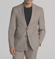 2025 Calvin Klein Brown Nailhead Full Suit 42s Wool