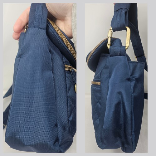 Travelon Anti-Theft Navy Signature Quilted Foldover Crossbody Bag Multi Pockets  - Picture 12 of 13