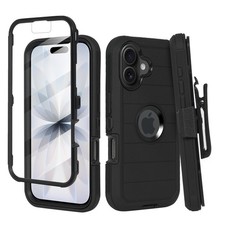 For iPhone 17, Pro, Air, Belt Clip Kickstand Holster  Screen Fits Otterbox Case