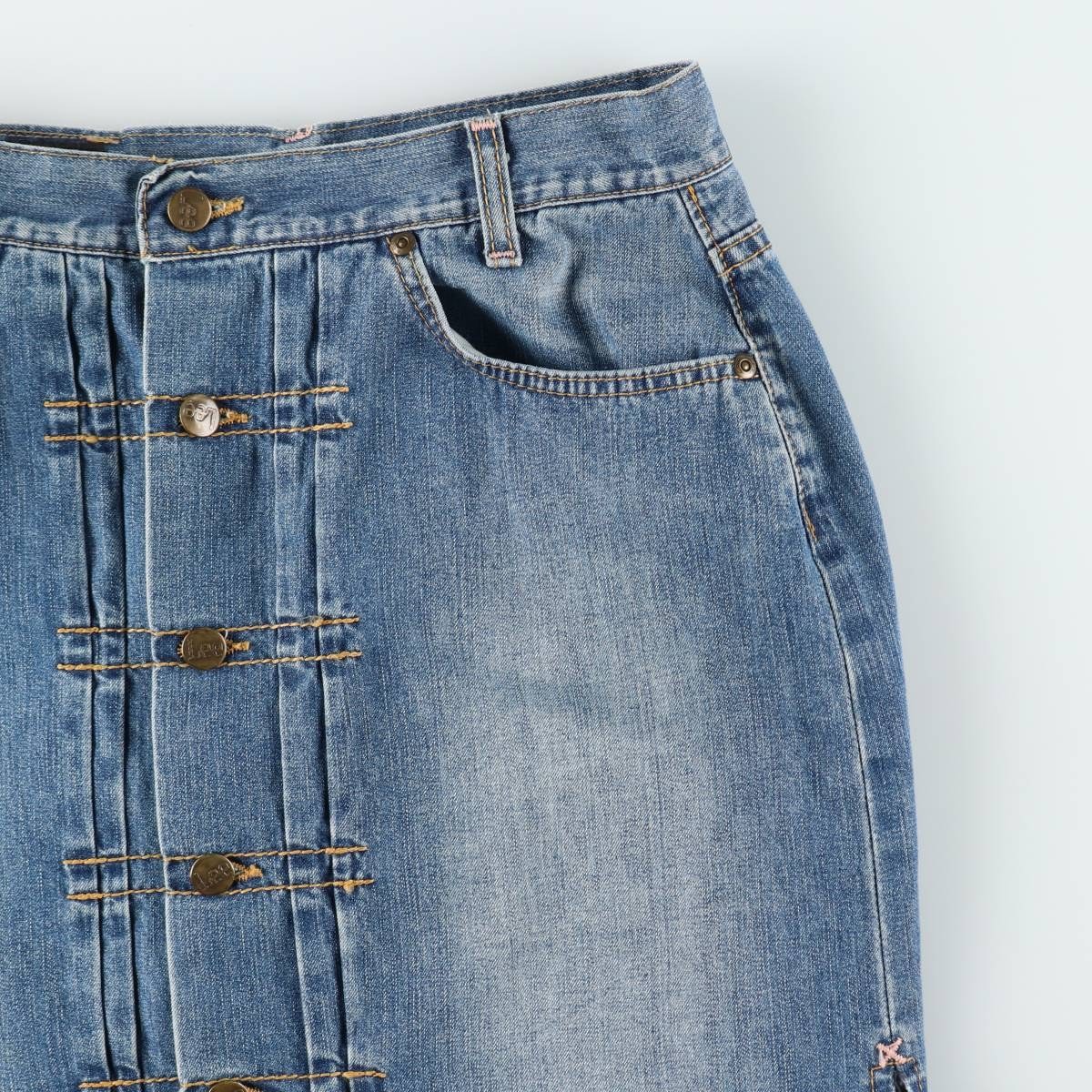 Used Lee Regular Fit Skort Mid Rise Front Open Denim Half-Length Tight Skirt... image 9