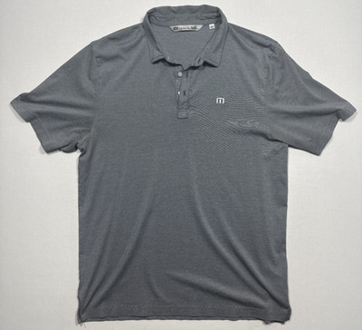 Travis Matthew L Grey/White Golf Short Sleeve Shirt Polo Stretch