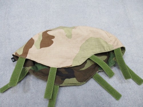 ACH Helmet Cover Medium Reversible Woodland Desert Camo Hook Loop