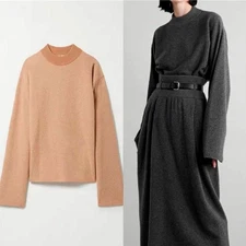 THE ROW Womens Autumn New Wool Blended Sweater Neck Knitted Top