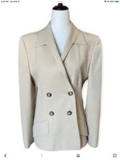 J Crew Slim Fit Double-Breasted Beige Italian Blazer Side Pockets Size 6