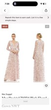Mac Duggal Women's Floral Applique Long Sleeve Illusion Gown