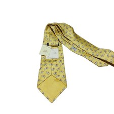 HERMES Yellow Horse Print Tie