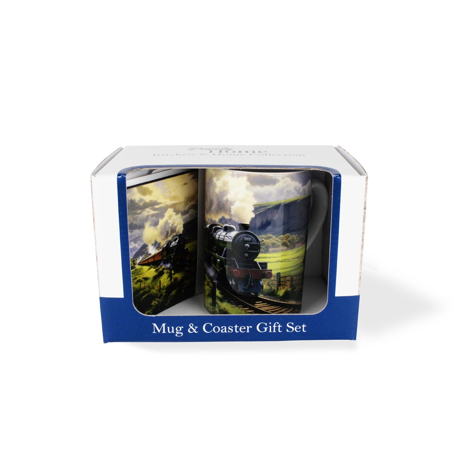 Steam Train Mug & Coaster Gift Set - Countryside Presents for Train Spotters