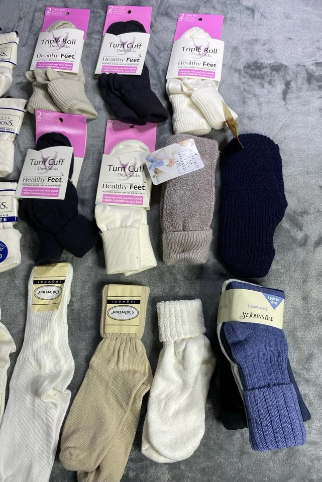 Vintage Socks Lot Of 28 Pairs Women’s 9-11 Cotton 90s Retro NEW Crew Slouch USA - Image 3 of 4