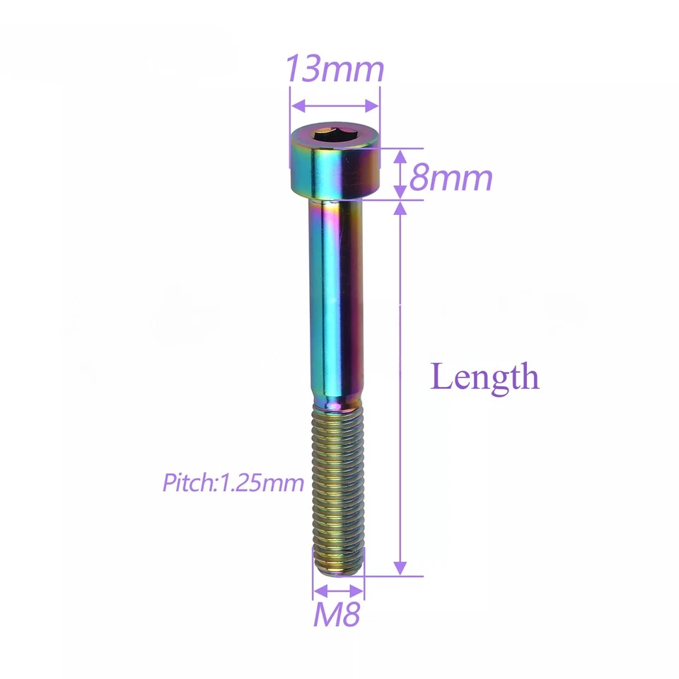 Титановый болт M8x15 20 25 30 35 40 45 50 60 70 мм шестигранные винты Allen Ti - Изображение 2 из 4