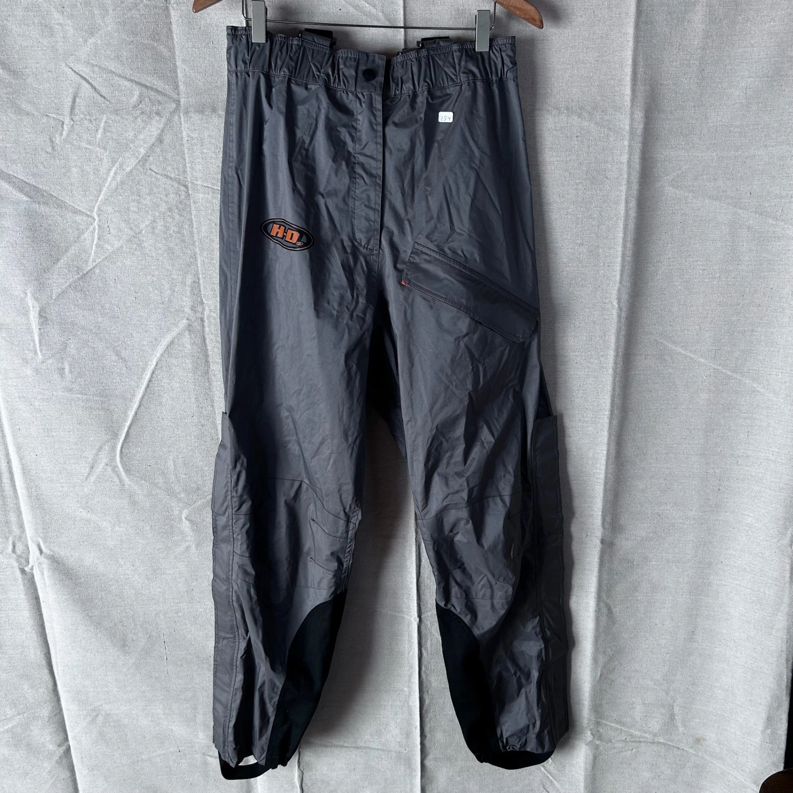 Harley Davidson Gray Rain Riding Pants Mens Medium Suspenders Waterproof PVC H-D