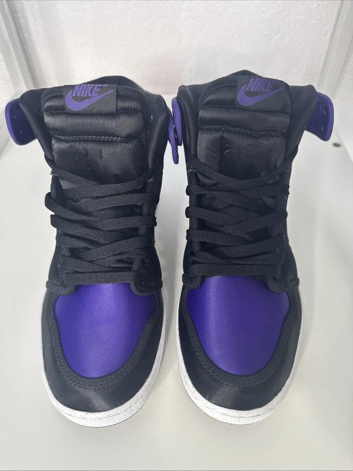 Nike Air Jordan 1 Retro Ajko 1 Alto Preto-Campo Roxo Cetim Masculino Tamanho 9 Novo - Imagem 2 de 4