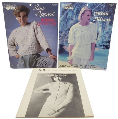 Crochet Knit Pattern Lot Knit Tops Sweaters Hats Instructional Guides Vintage
