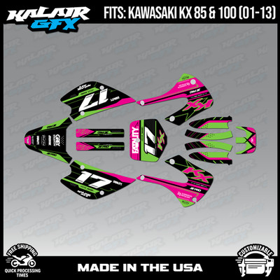 Kalair GFX Graphics Kit for  Kawasaki KX85 KX100 (2001-2013)  Axis - Magenta