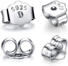 S925 Sterling Silver Earring Backs Replacements for Studs, 12Pcs/6Pairs Pierced
