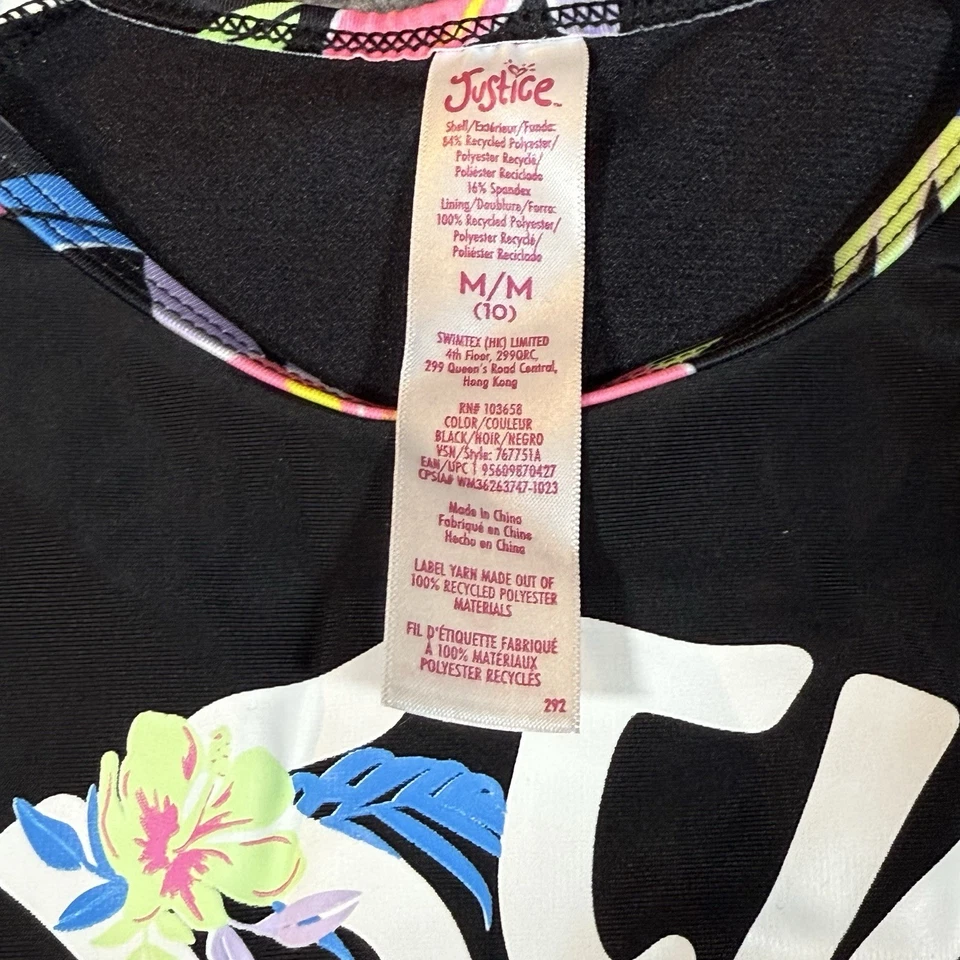 Pullover JUSTICIA Retro Surf Rashguard Niñas Talla M (10) Manga Larga Floral Paz Foto 2 de 4