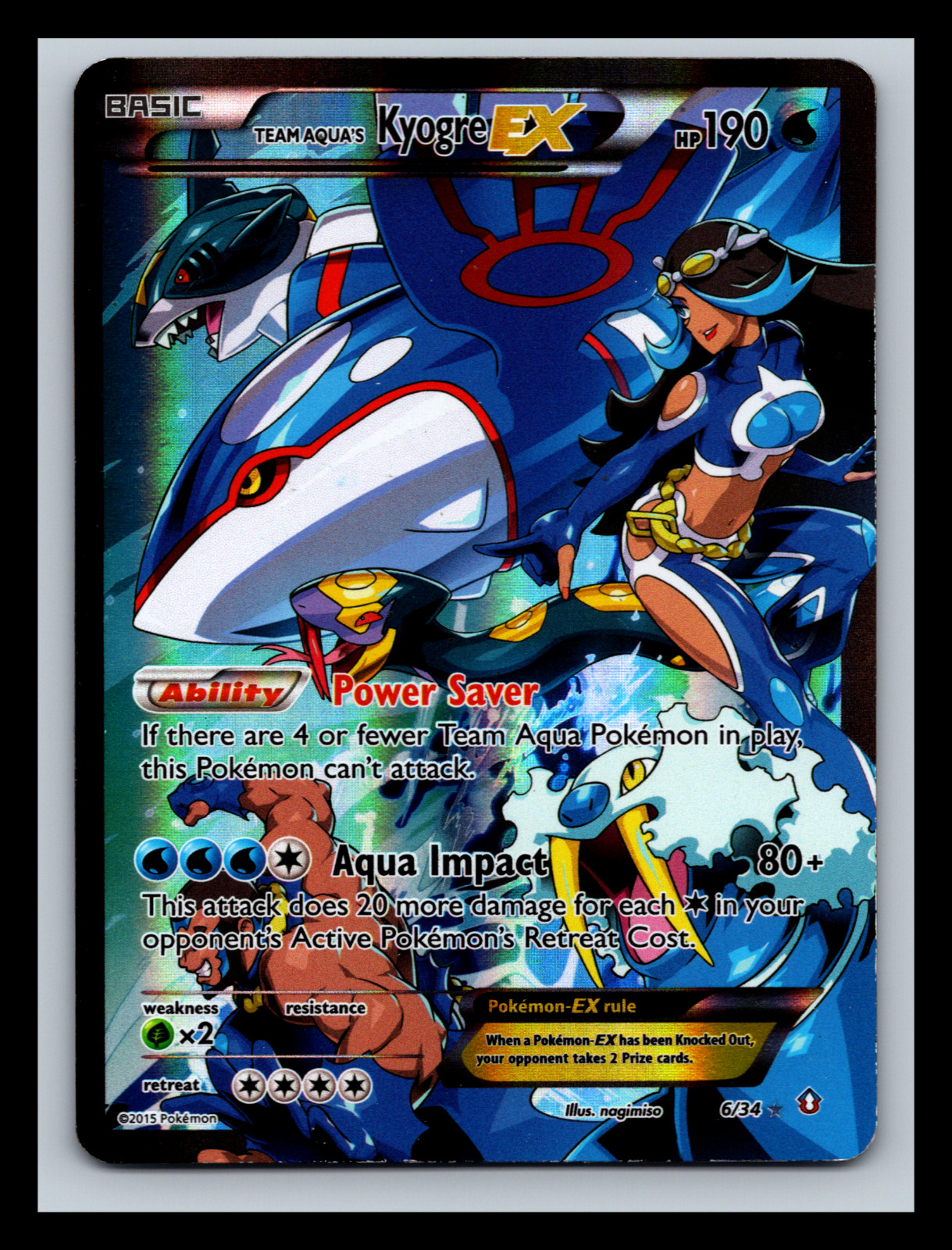 Team Aqua's Kyogre EX 6/34 Ultra Rare Pokemon Double Crisis LP